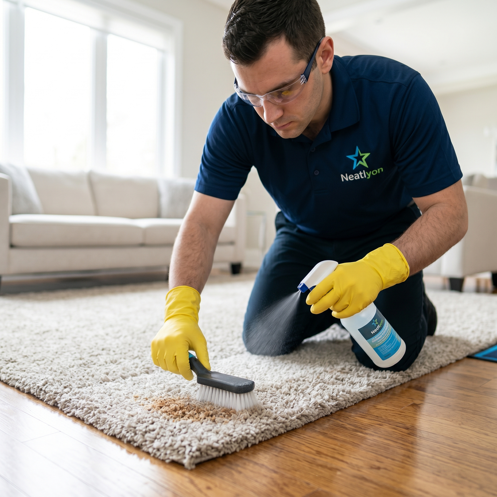 Removing a tough pet stain from a white rug