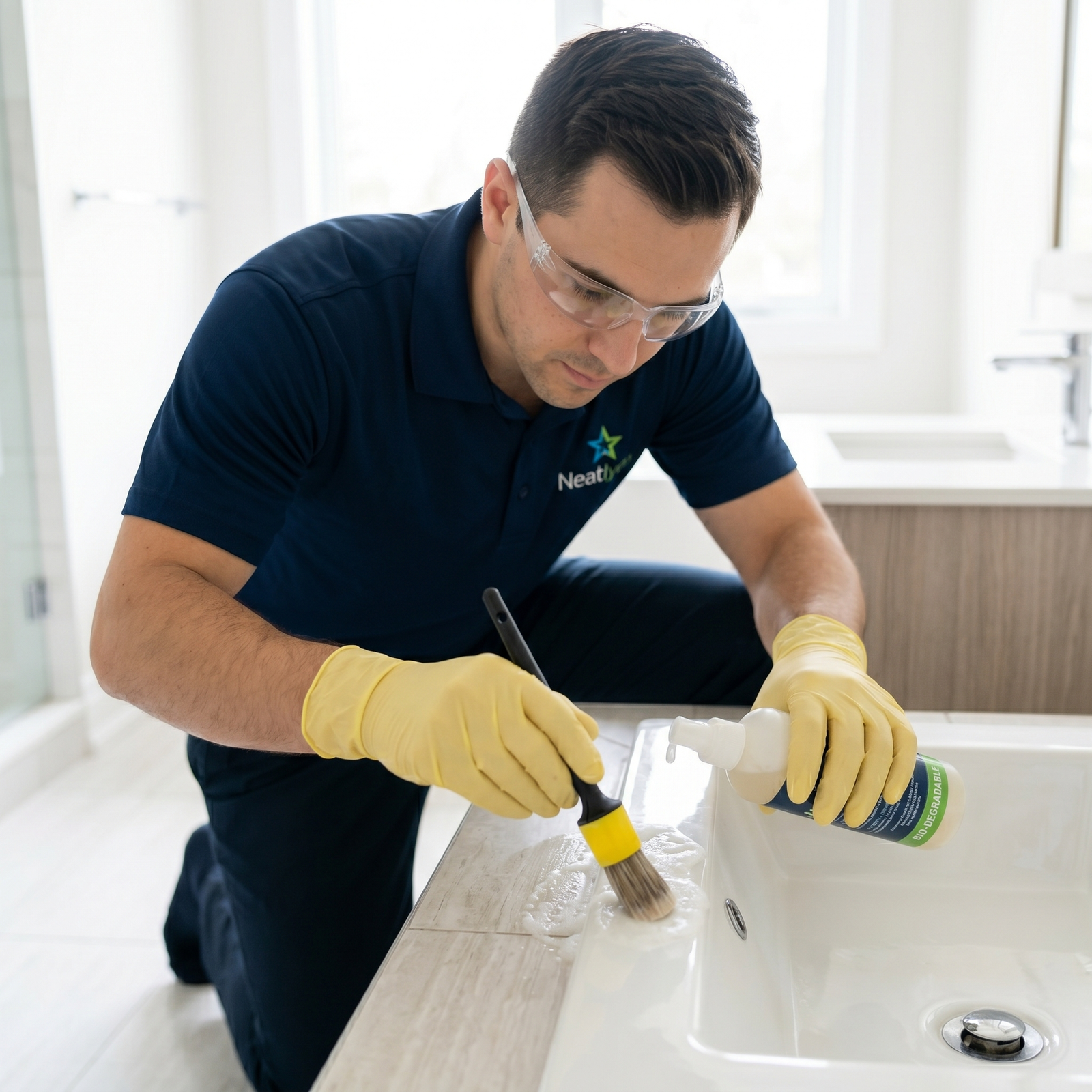 Selection of professional eco friendly and plant based cleaning supplies