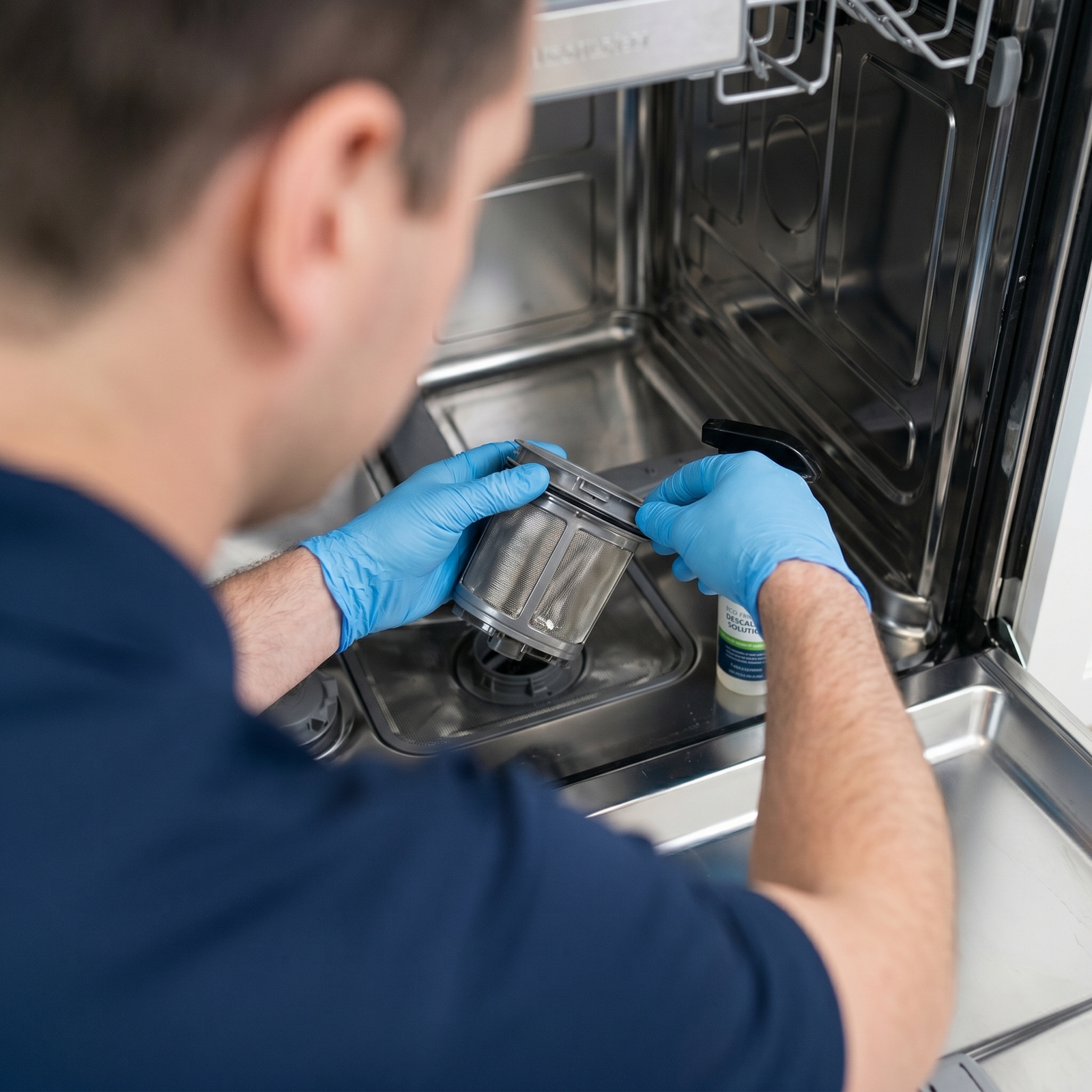Vacuuming dust from refrigerator condenser coils