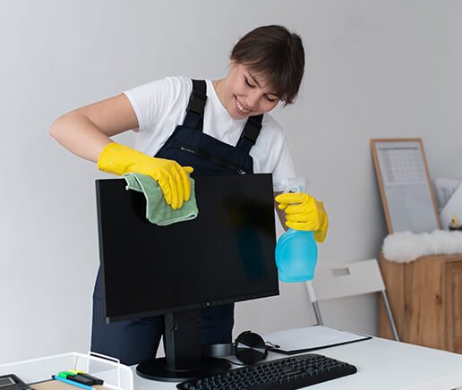 Sanitizing an office boardroom table
