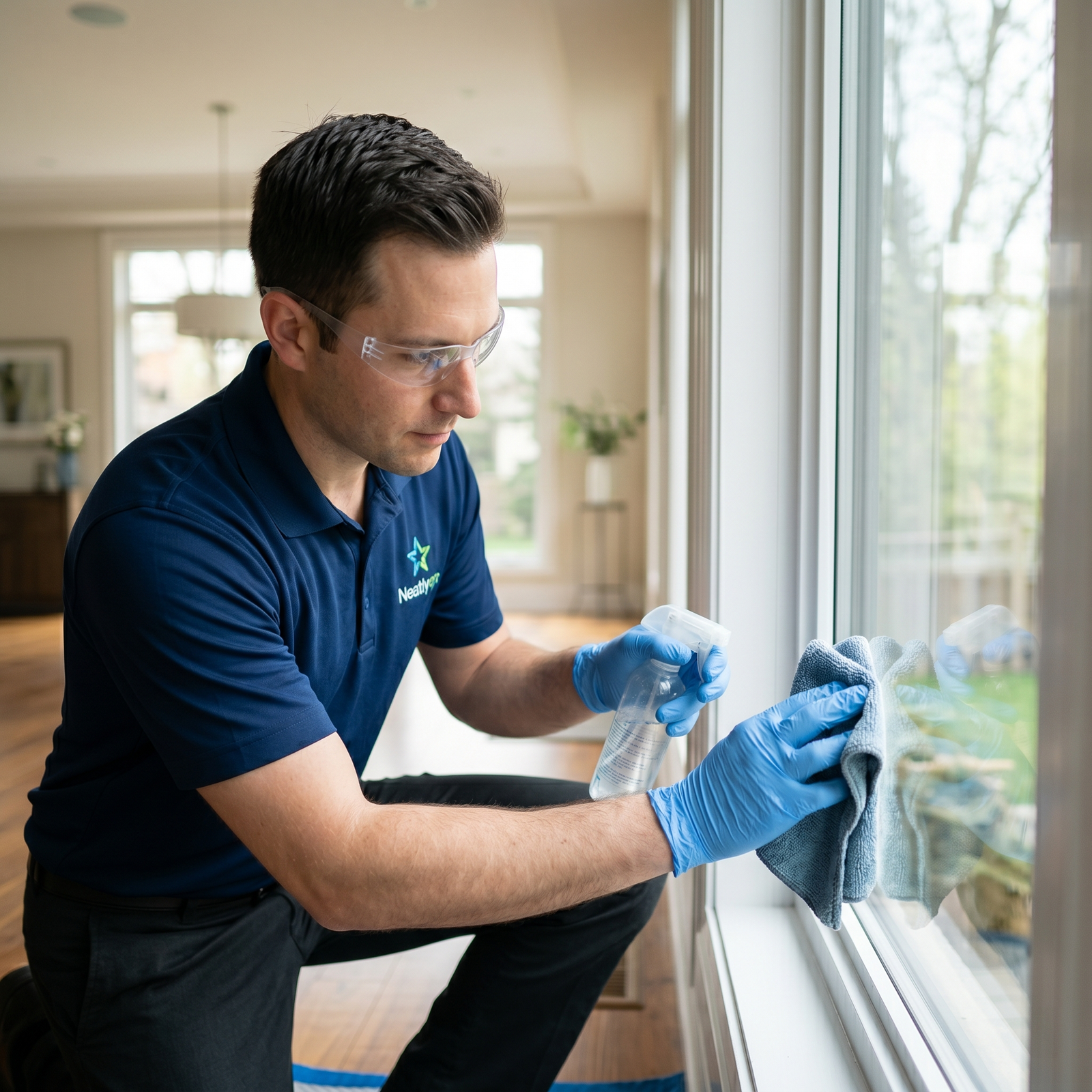 Squeegee leaving a streak-free finish on glass